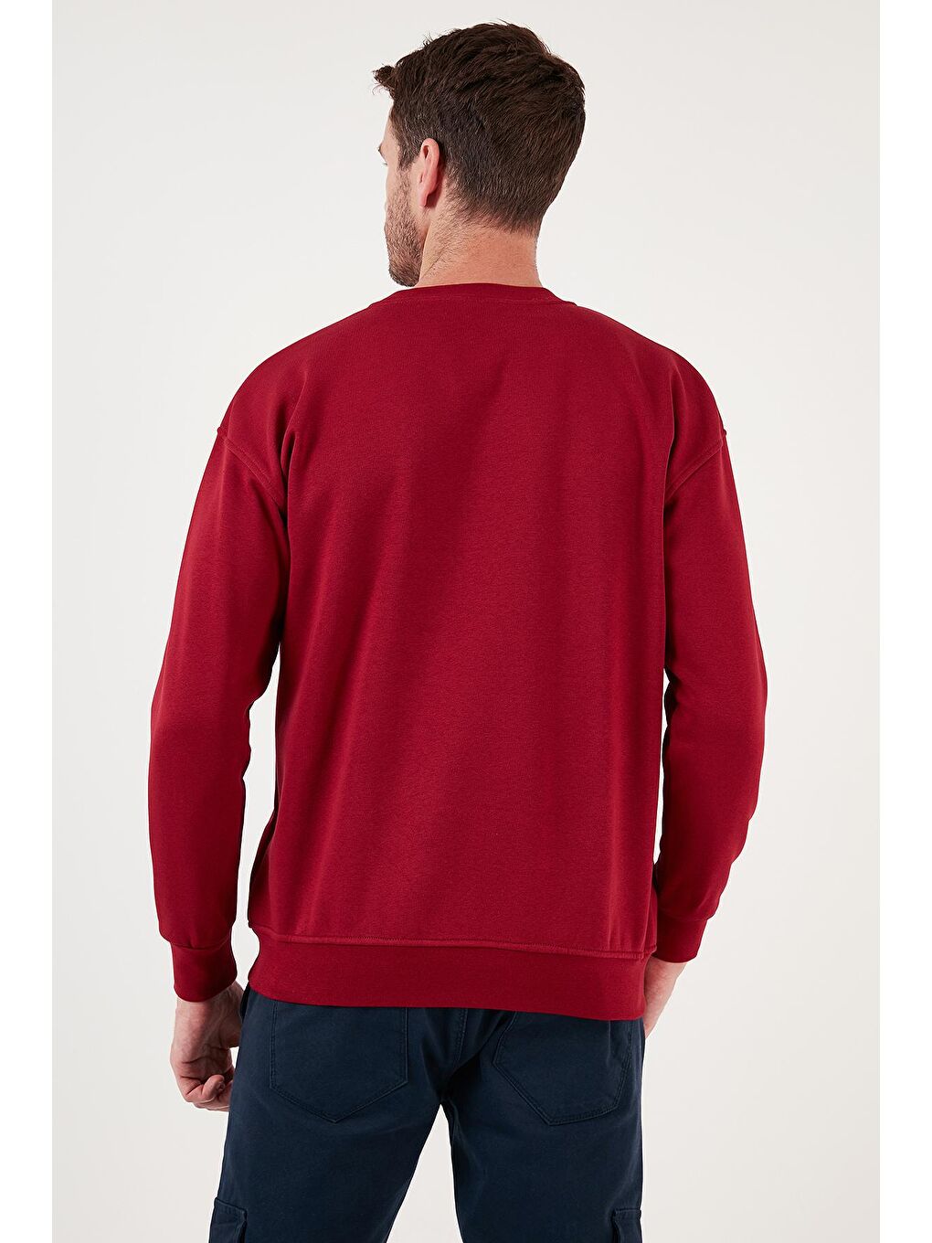 Buratti Bordo Regular Fit Bisiklet Yaka Pamuklu İçi Tüylü Yumuşak Şardonlu Sweat 5905255 - 4