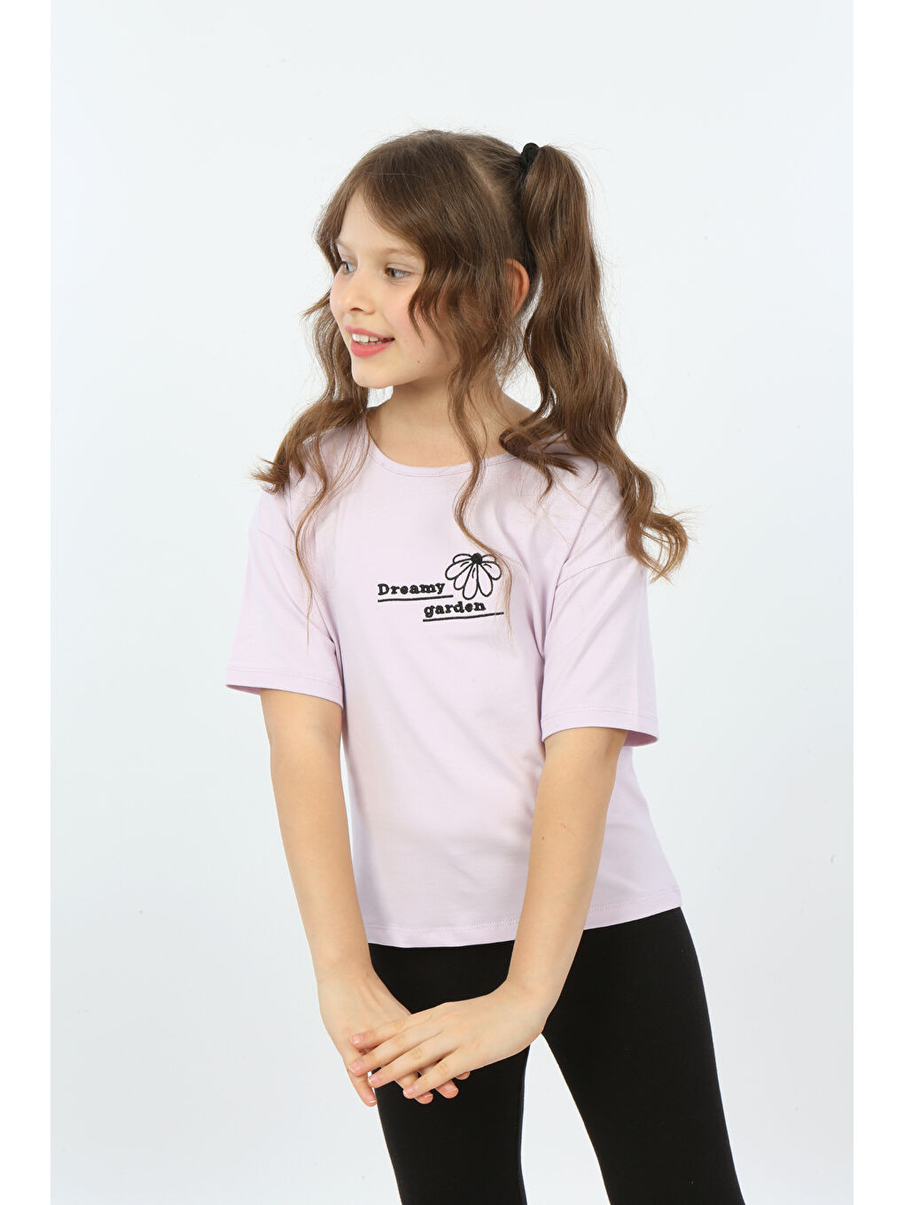 Lila Kız Çocuk Dreamy Garden Nakışlı Tişört-2