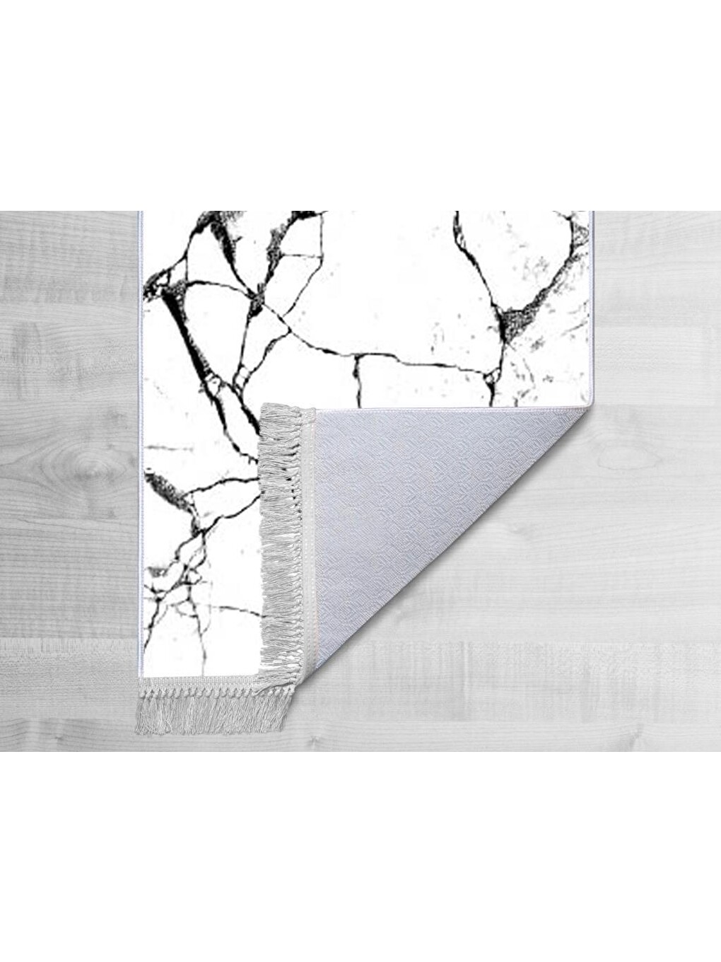 Kaymaz Taban Dijital Baskı Kadife Halı Crack Wall Beyaz 180x280 Cm-1