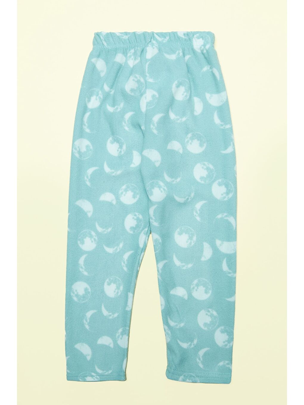 Turkuaz Beli Lastikli Ay Baskılı Unisex Çocuk Polar Pijama Altı