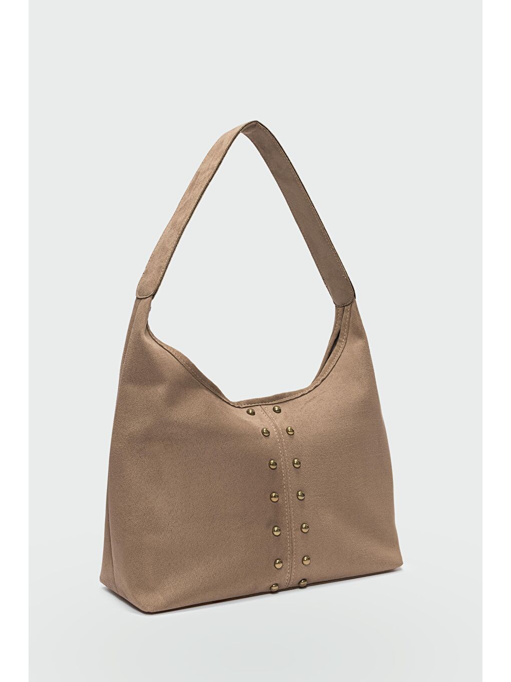 Bej Moka Troklu Süet Omuz Çantası Vizon-1