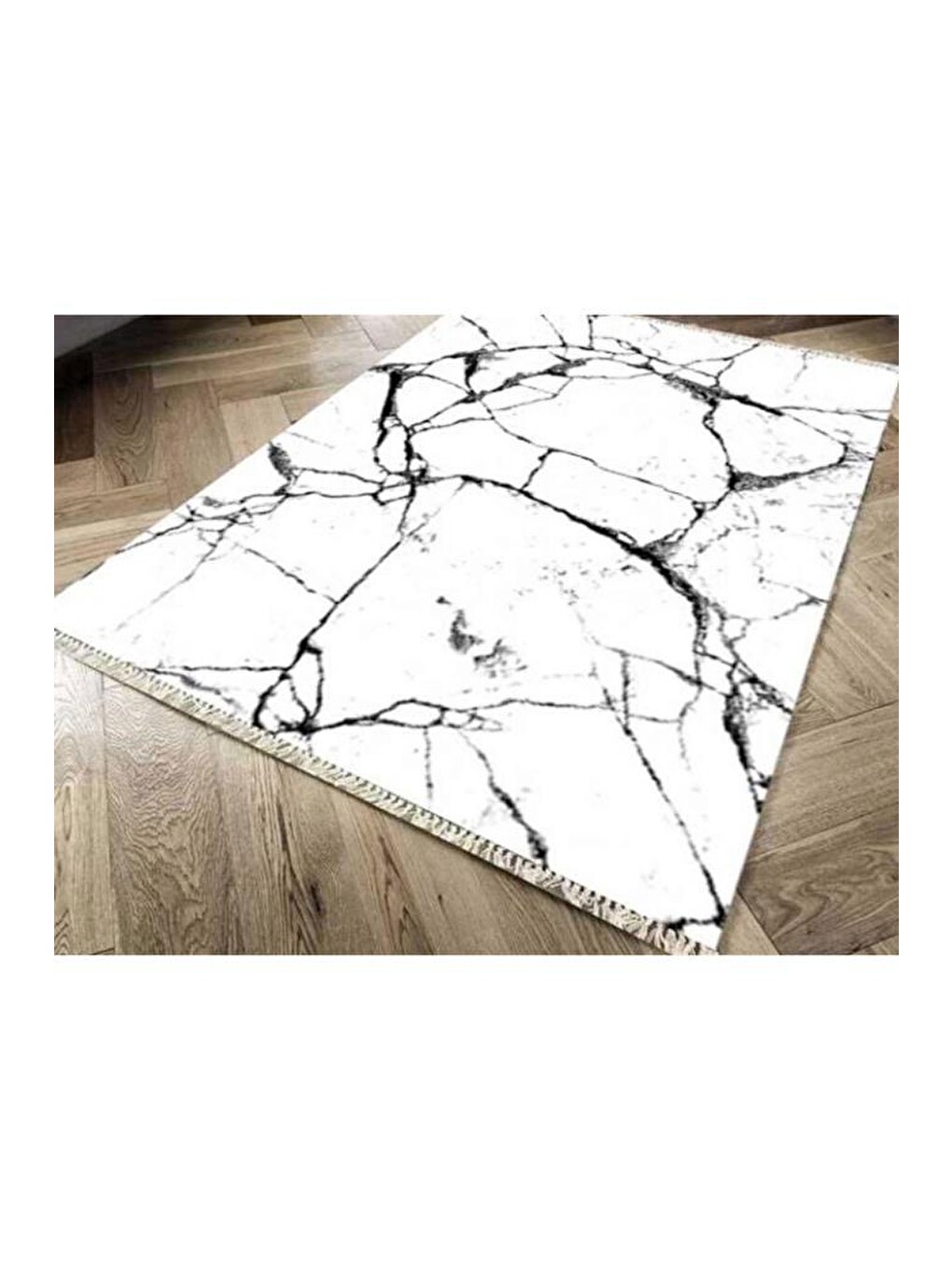 Kaymaz Taban Dijital Baskı Kadife Halı Crack Wall Beyaz 180x280 Cm-3