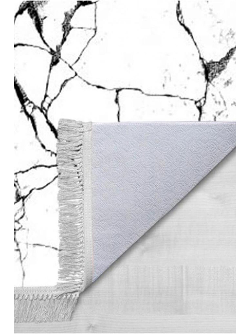 Kaymaz Taban Dijital Baskı Kadife Halı Crack Wall Beyaz 180x280 Cm-4