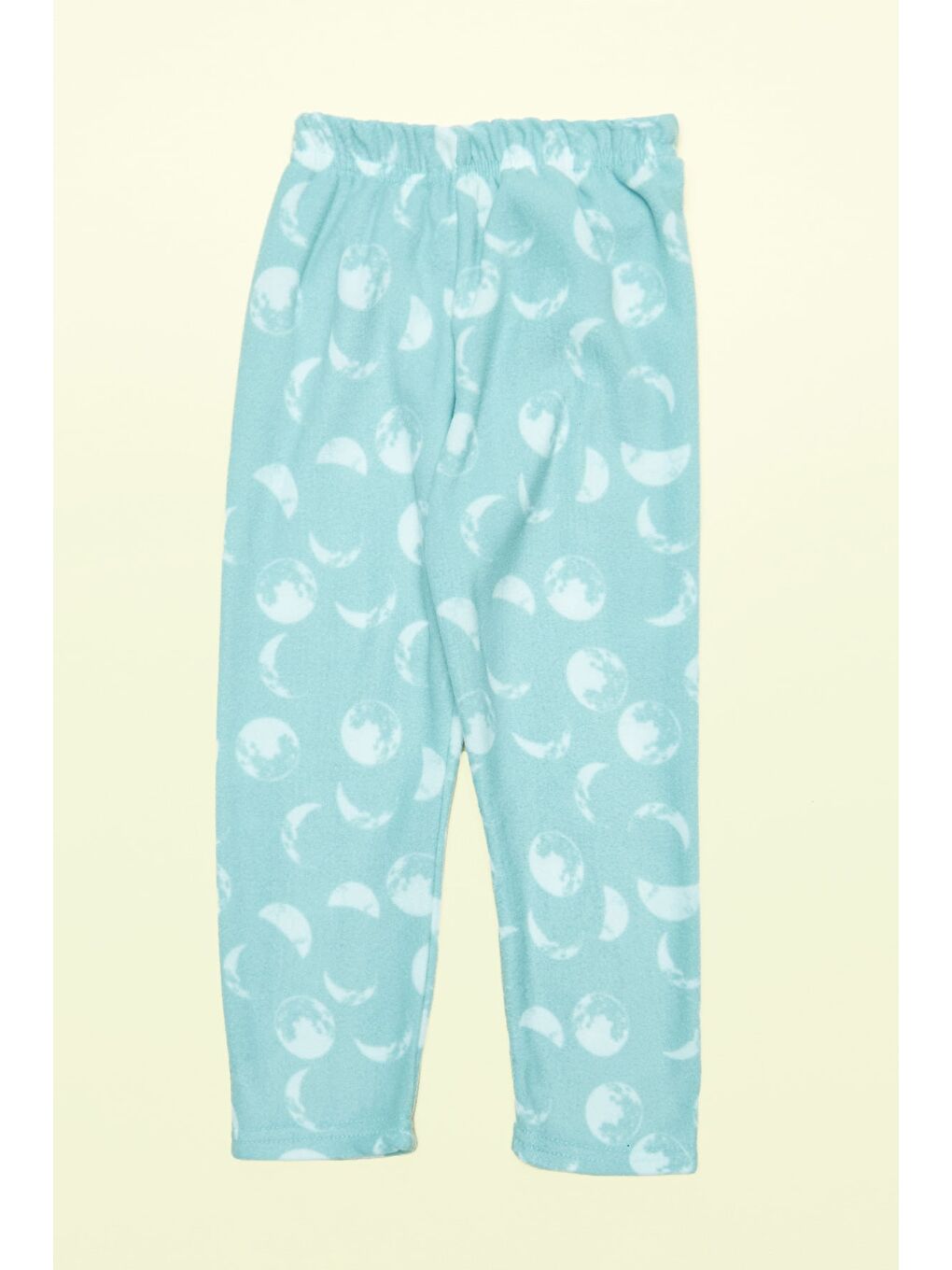 Turkuaz Beli Lastikli Ay Baskılı Unisex Çocuk Polar Pijama Altı-1