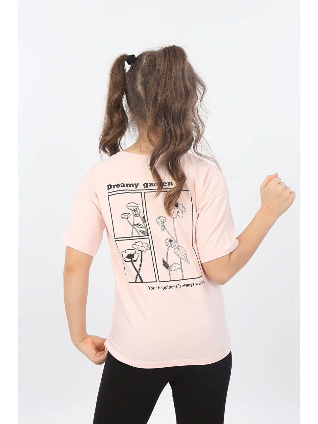Pembe Kız Çocuk Dreamy Garden Nakışlı Tişört-6