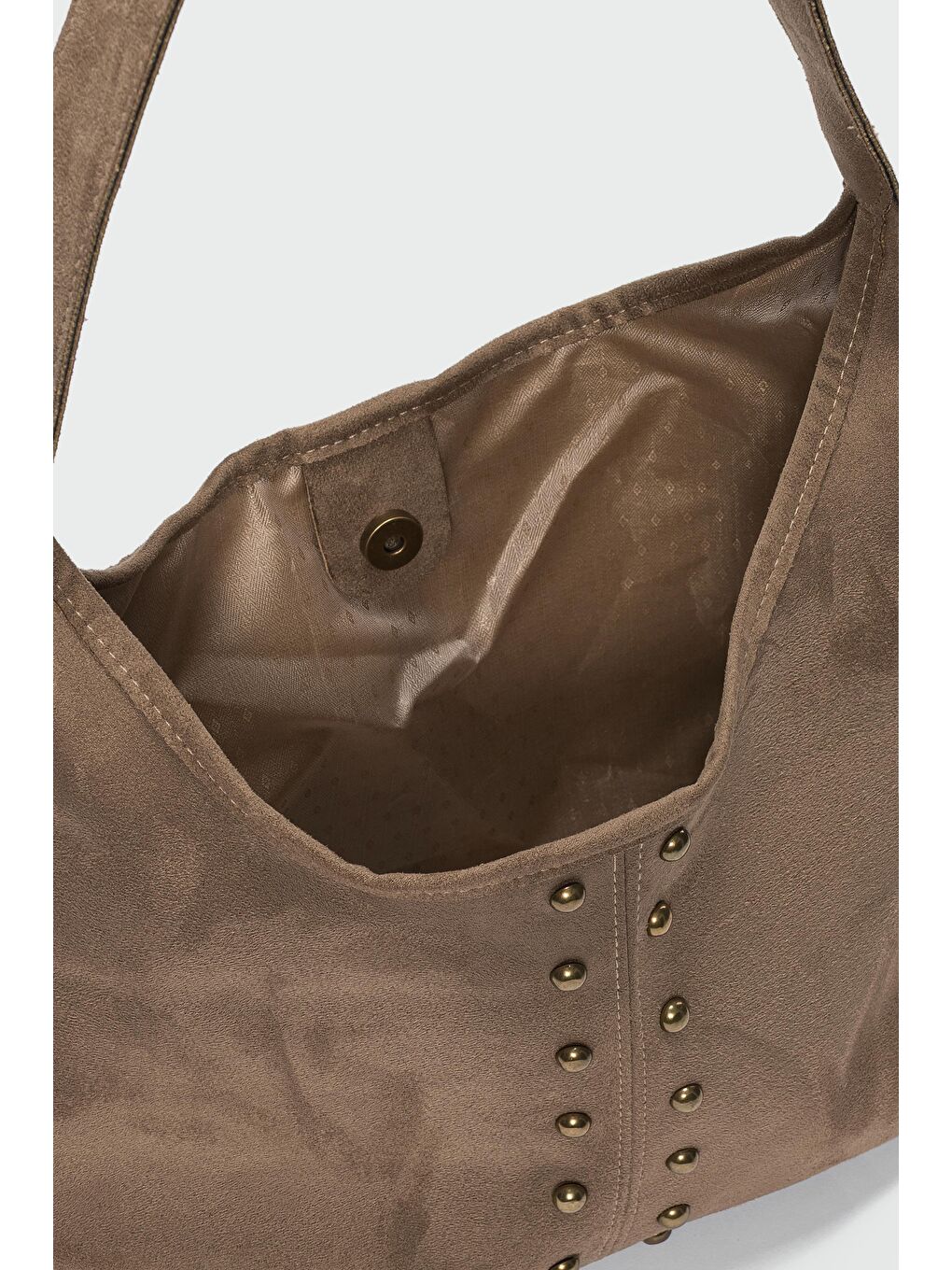 Bej Moka Troklu Süet Omuz Çantası Vizon-2