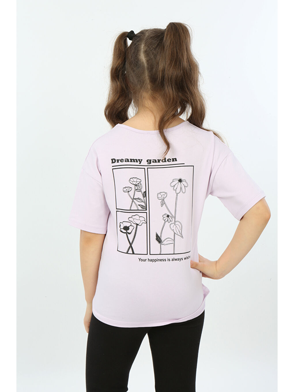 Lila Kız Çocuk Dreamy Garden Nakışlı Tişört-5