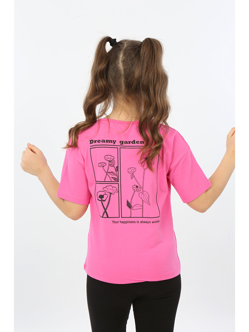 Fuşya Kız Çocuk Dreamy Garden Nakışlı Tişört-4