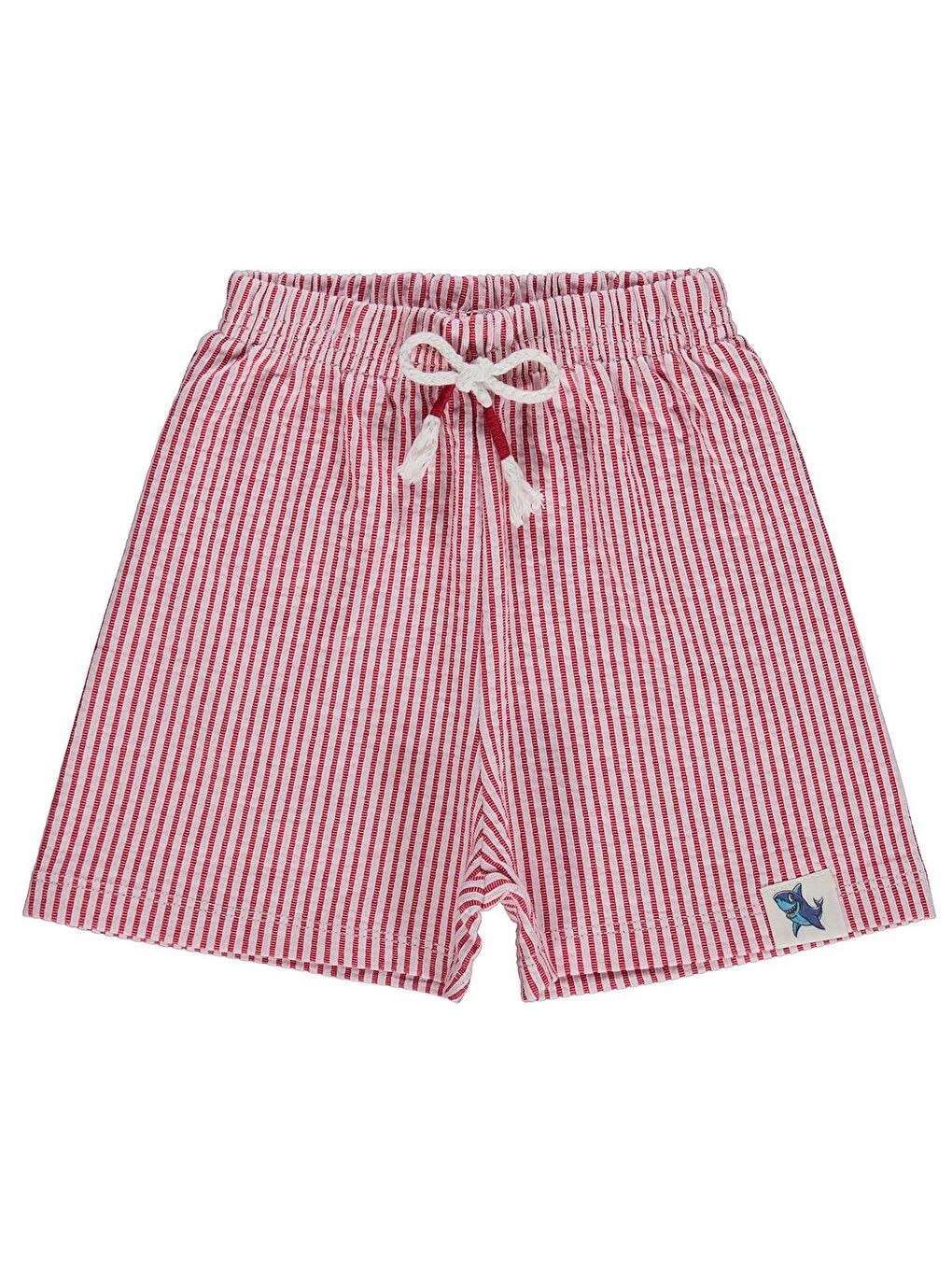 Boys Köpekbalığı Kendinden Çizgili 2-5 Yaş Şort - Kırmızı