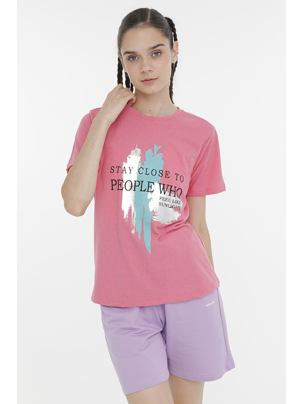 Kinetix Pembe WL LAYLA 11FN17 3PR Açık Pembe Kadın Kısa Kol T-Shirt