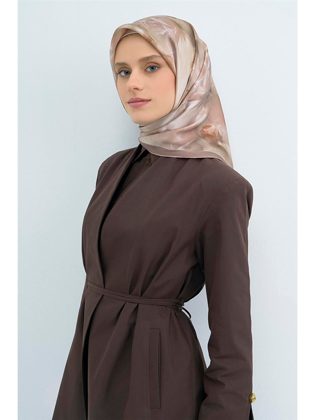 Bej Saf İpek Twill Eşarp 9515D 37-2