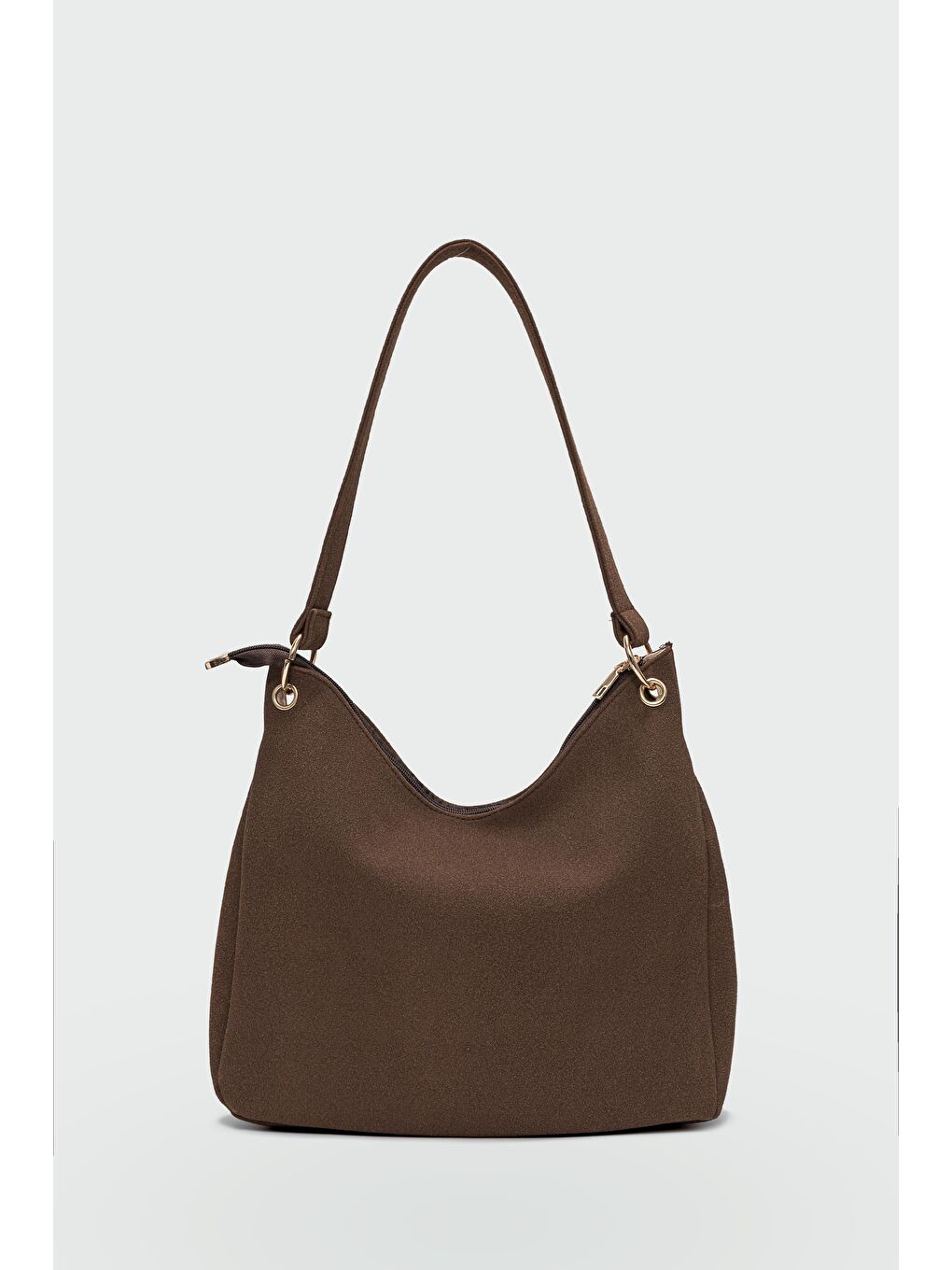 Kahverengi Calico Charmlı Süet Omuz Çantası Kahve-3