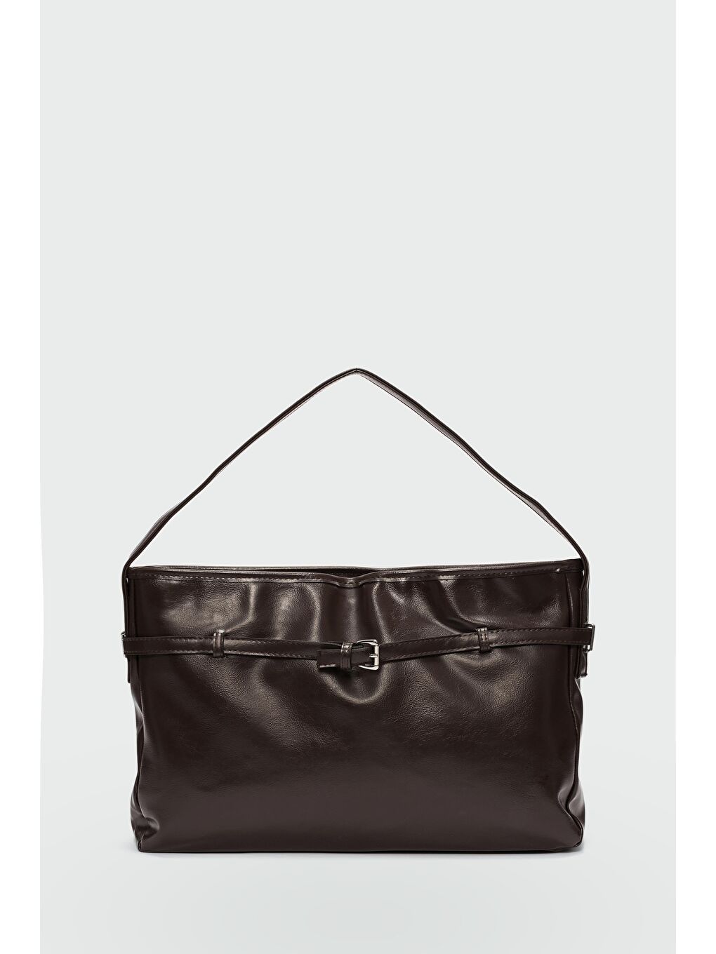 Kahverengi Giulio Kemer Detaylı Omuz Çantası Kahve