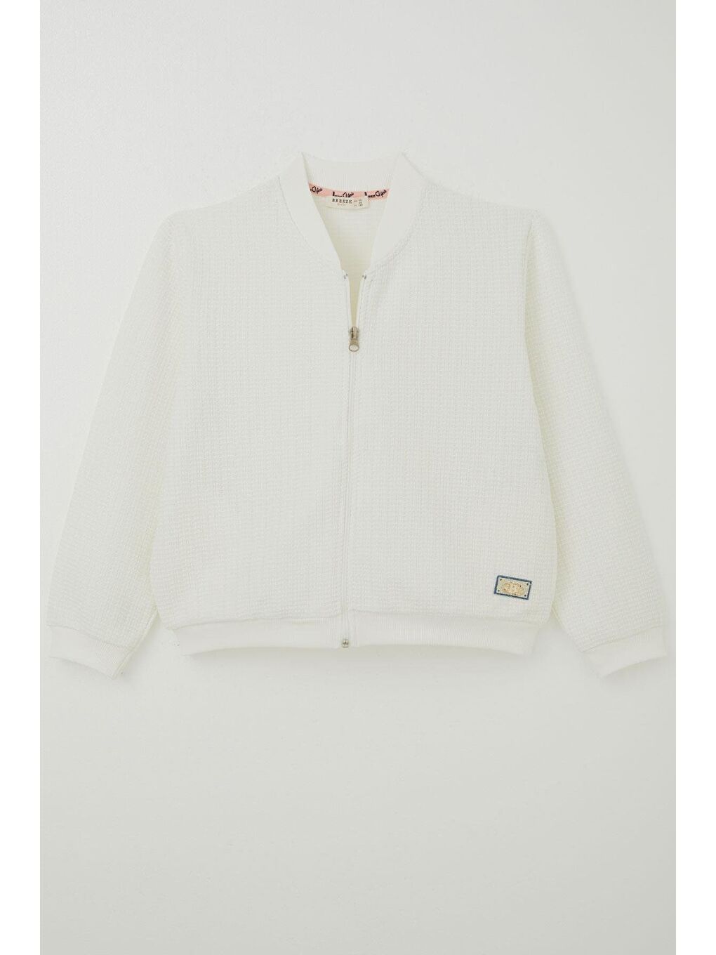 Kız Çocuk Hırka Fermuarlı Arma Detaylı Ekru (9-14 Yaş)