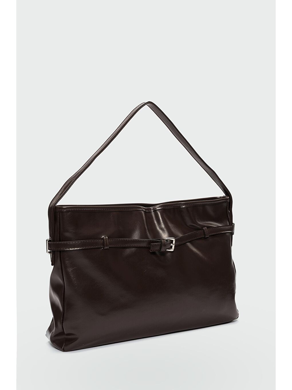 Kahverengi Giulio Kemer Detaylı Omuz Çantası Kahve-1