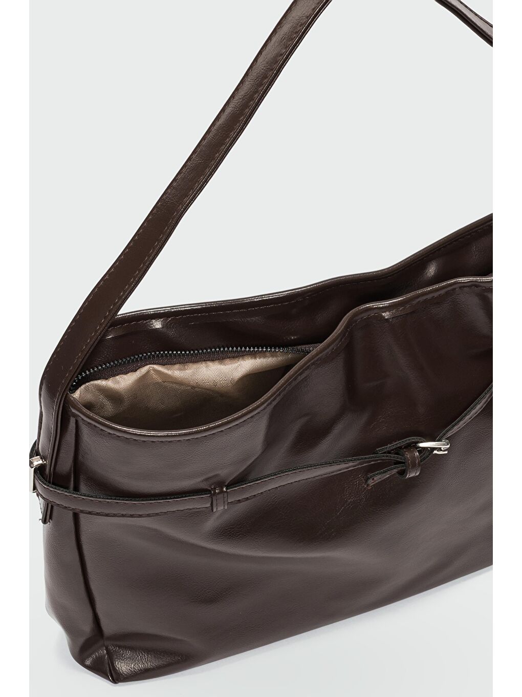 Kahverengi Giulio Kemer Detaylı Omuz Çantası Kahve-2