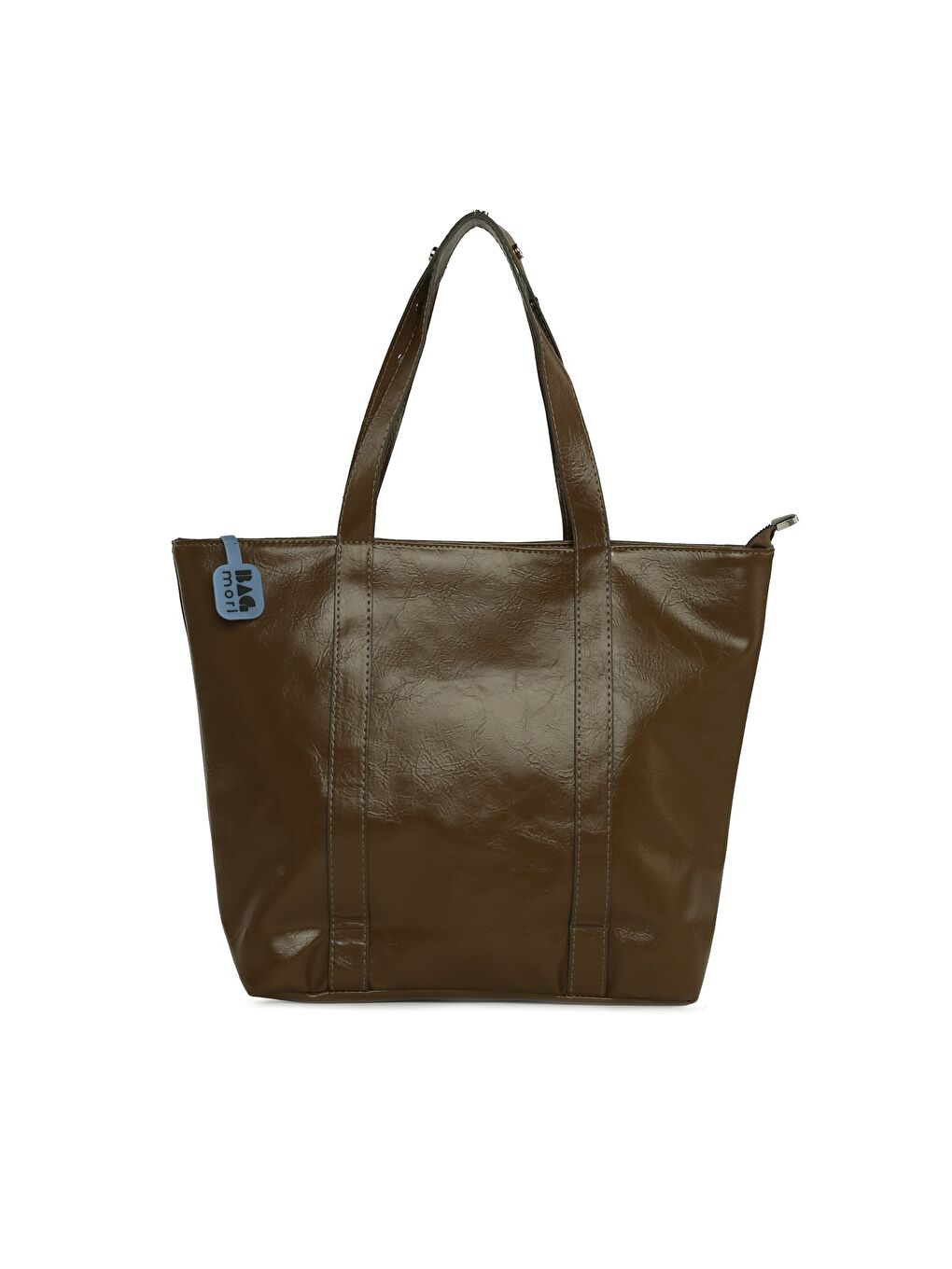 Bej Trok Detaylı Kırışık Deri Büyük Tote Çanta