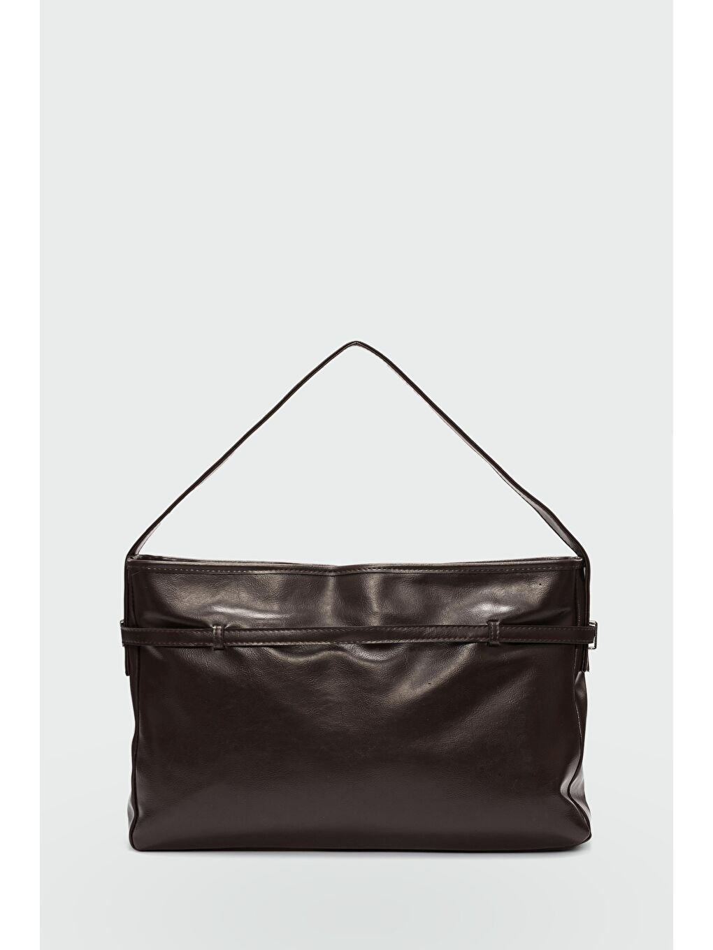 Kahverengi Giulio Kemer Detaylı Omuz Çantası Kahve-3