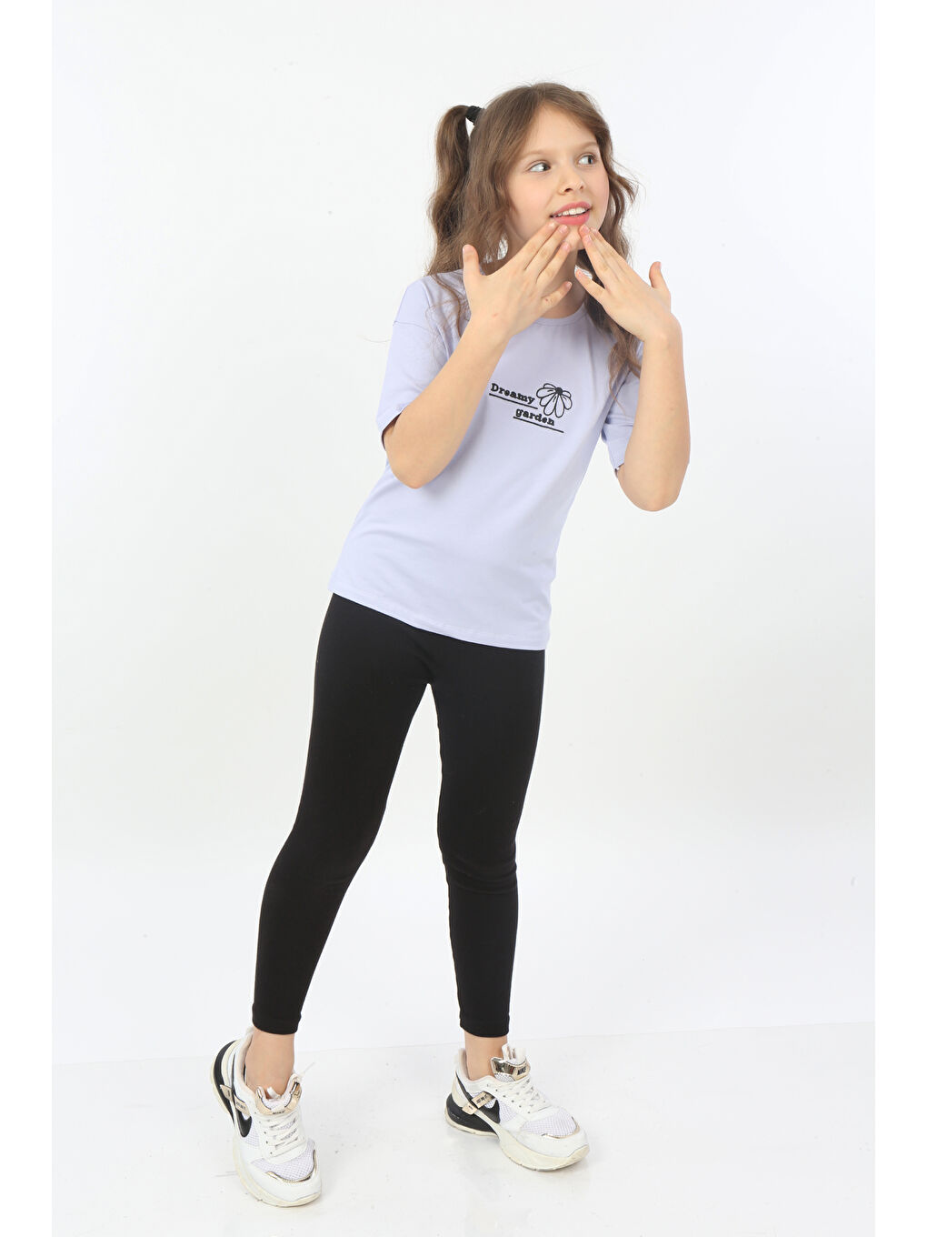 Lila Kız Çocuk Dreamy Garden Nakışlı Tişört