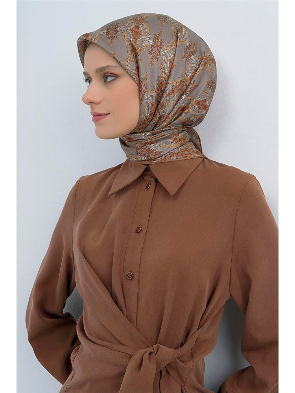 Bej Saf İpek Twill Eşarp 9522D 31