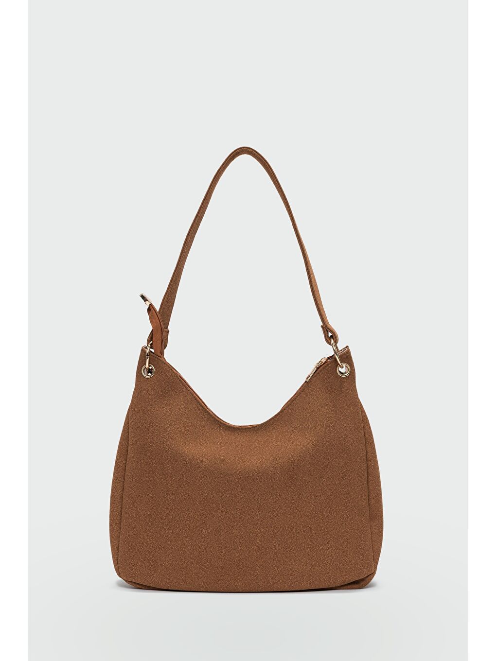 Kahverengi Calico Charmlı Süet Omuz Çantası Taba-3