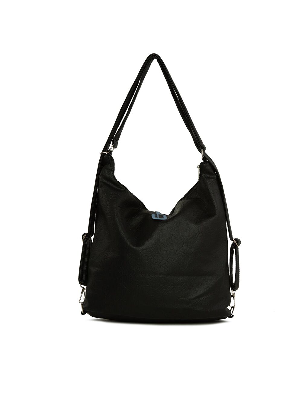 Siyah Yumuşak Dokulu Büyük Tek Cep Kapaklı Askılı ve Sırt Salaş Çanta-2