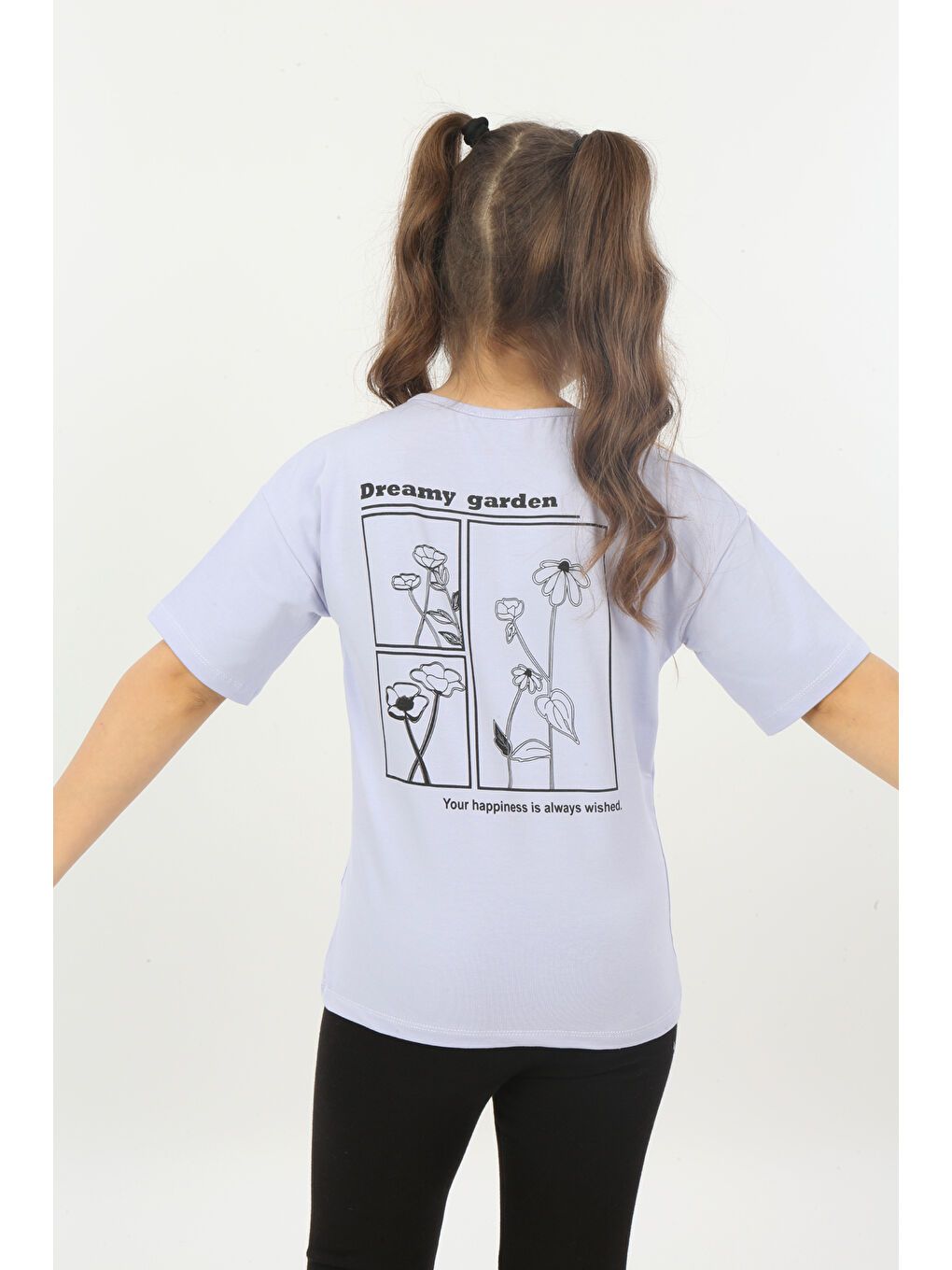 Lila Kız Çocuk Dreamy Garden Nakışlı Tişört-5