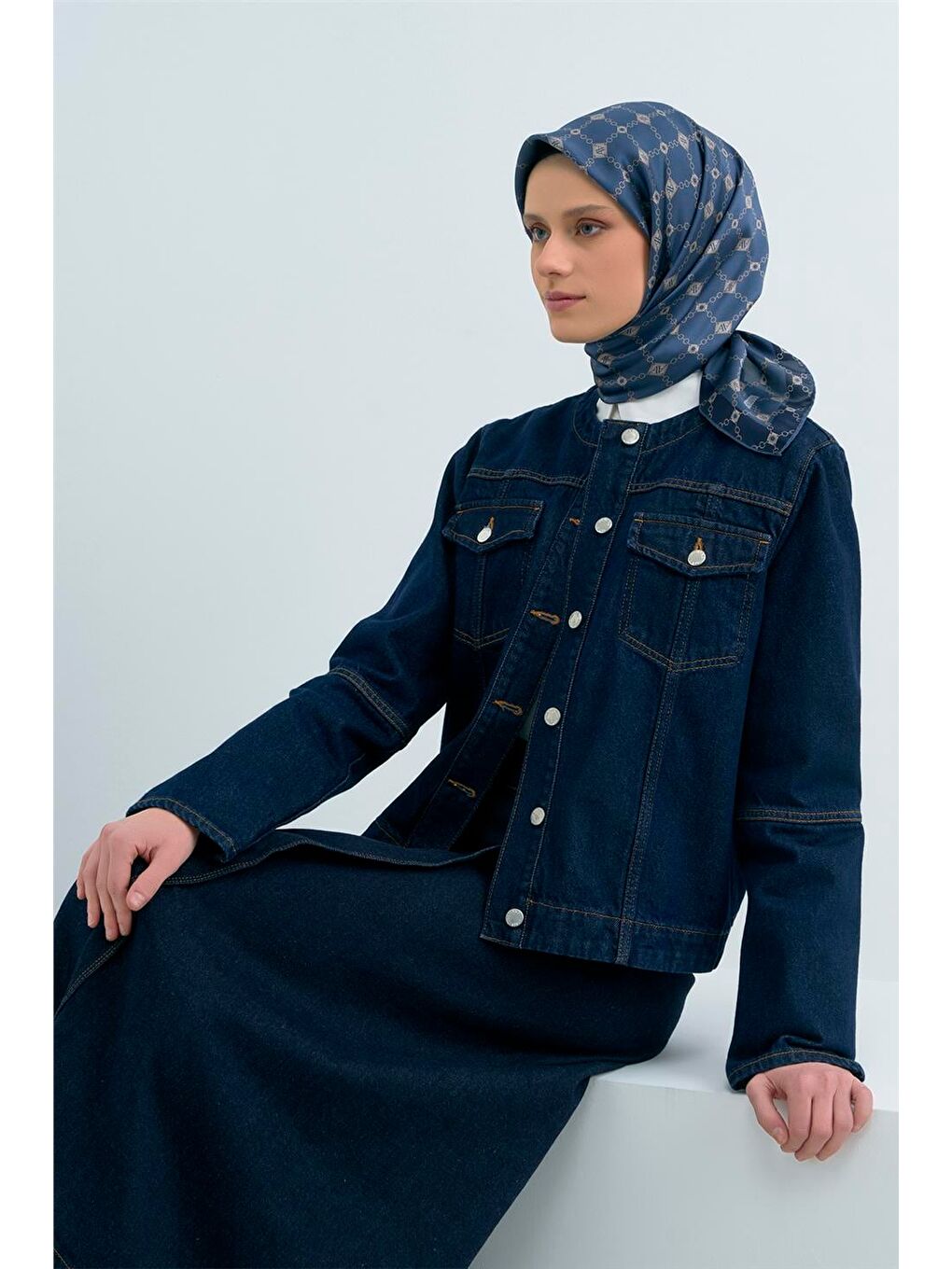 İndigo Saf İpek Twill Eşarp 9530D 53