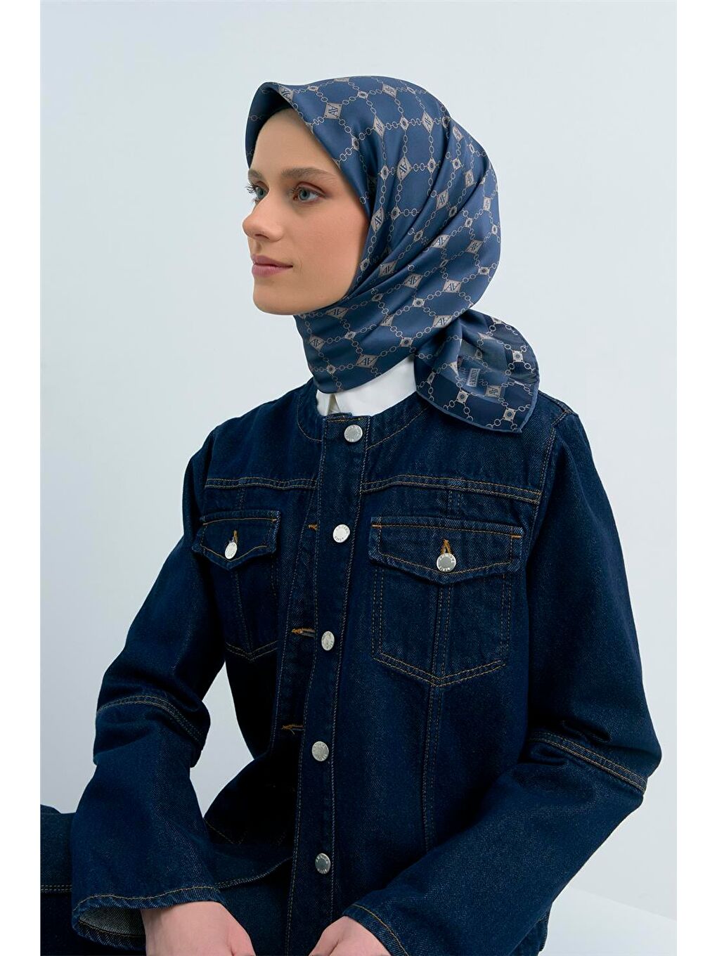 İndigo Saf İpek Twill Eşarp 9530D 53-1