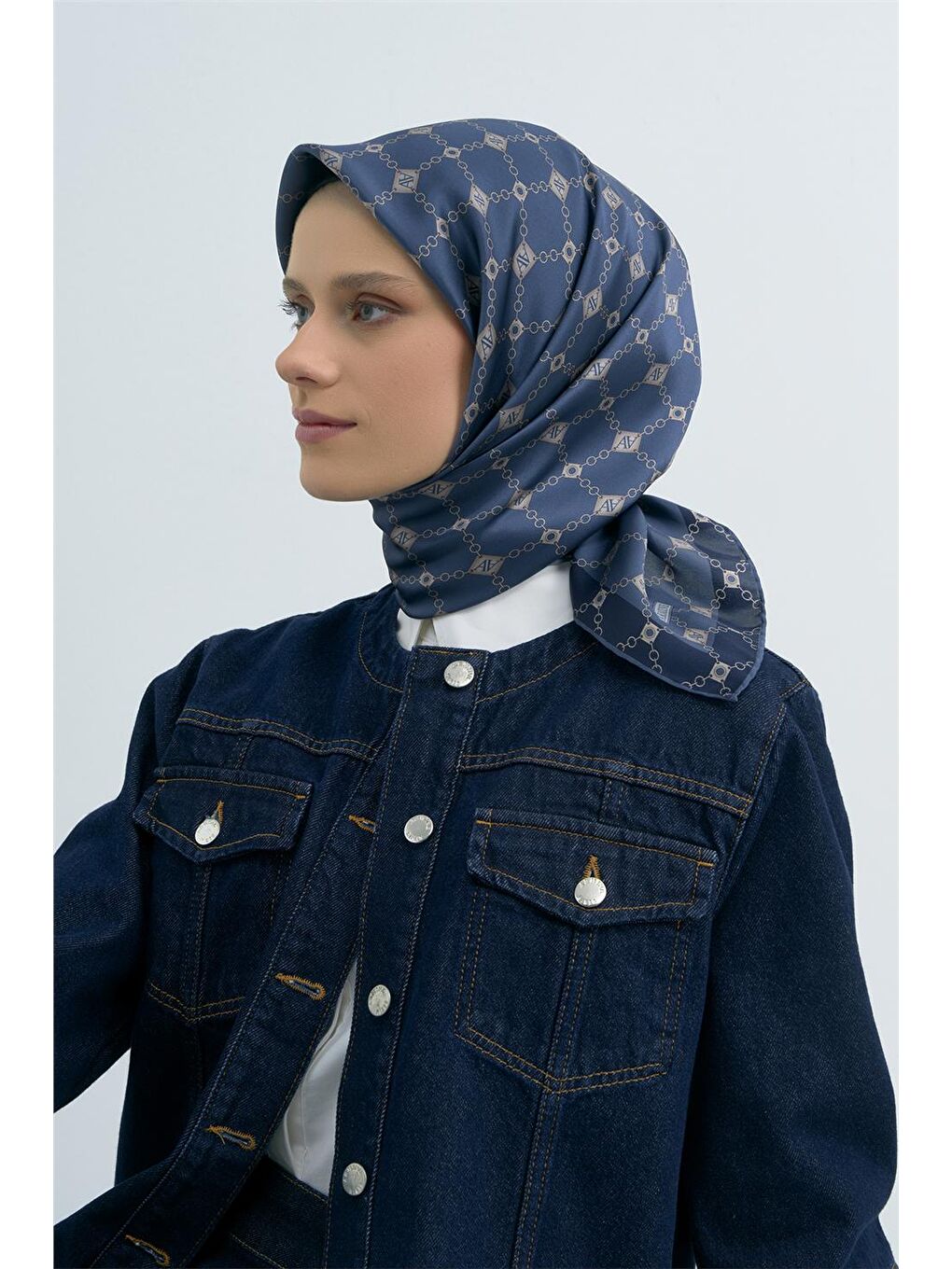 İndigo Saf İpek Twill Eşarp 9530D 53-3