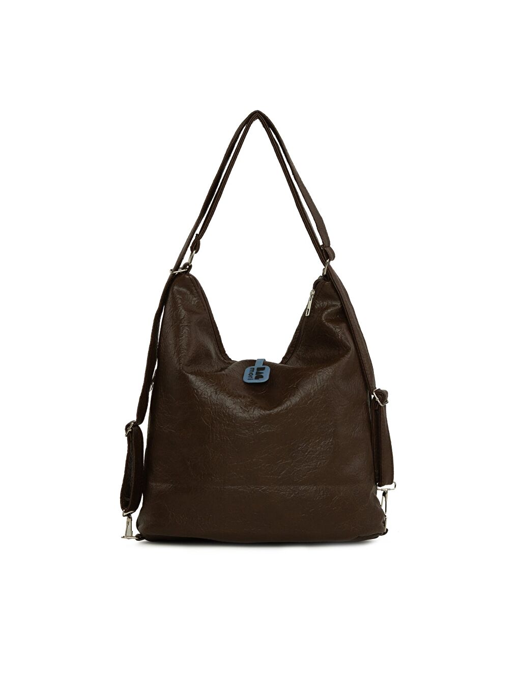 Kahverengi Yumuşak Dokulu Çift Yan Fermuarlı Askılı ve Sırt Salaş Çanta-2