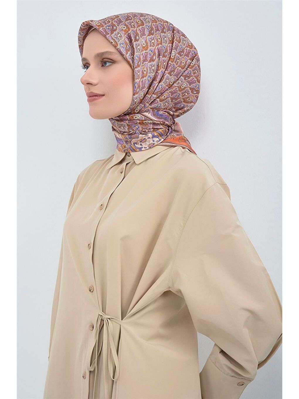 Turuncu Saf İpek Sura Eşarp 9518D 34