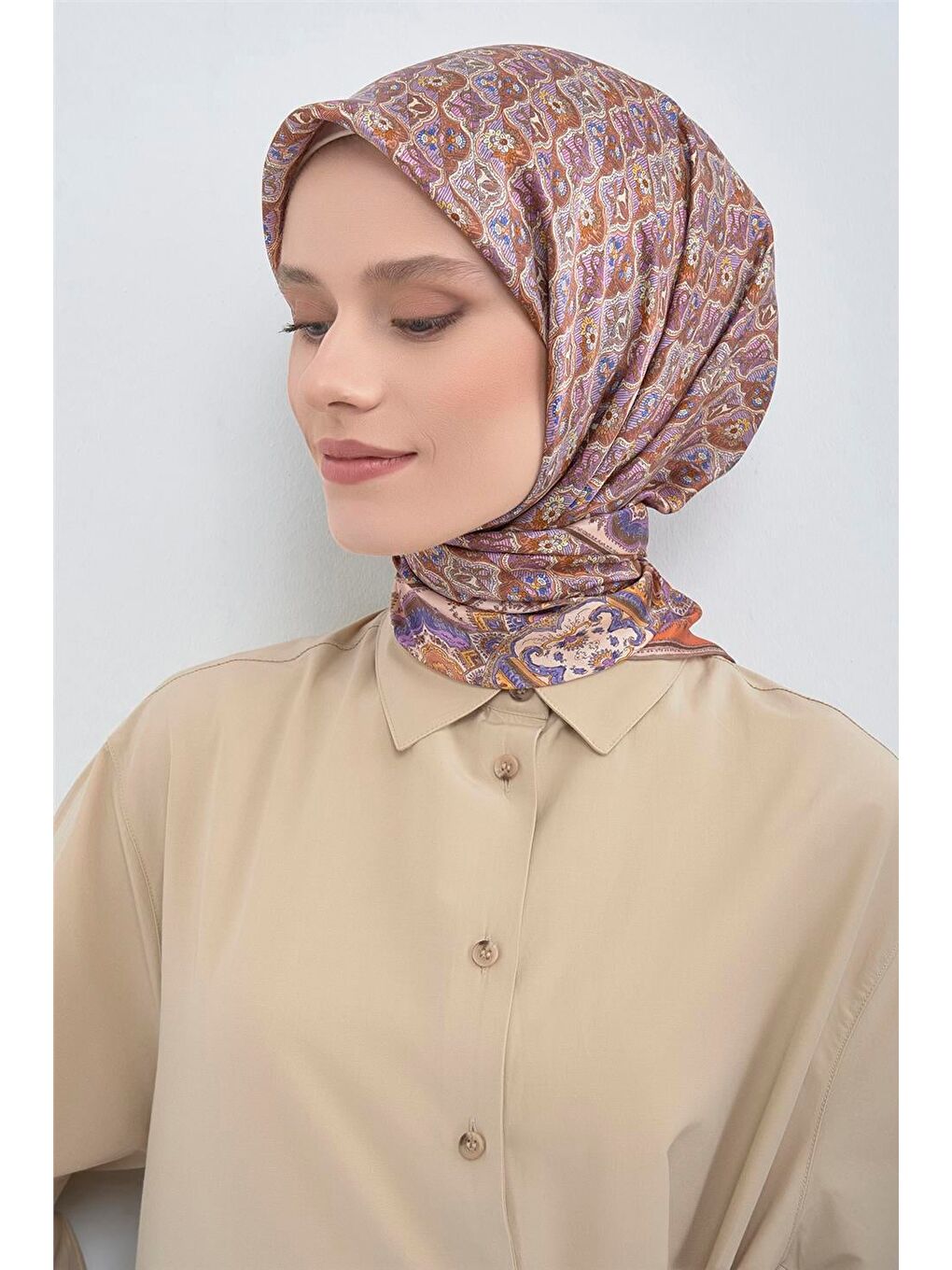 Turuncu Saf İpek Sura Eşarp 9518D 34-1