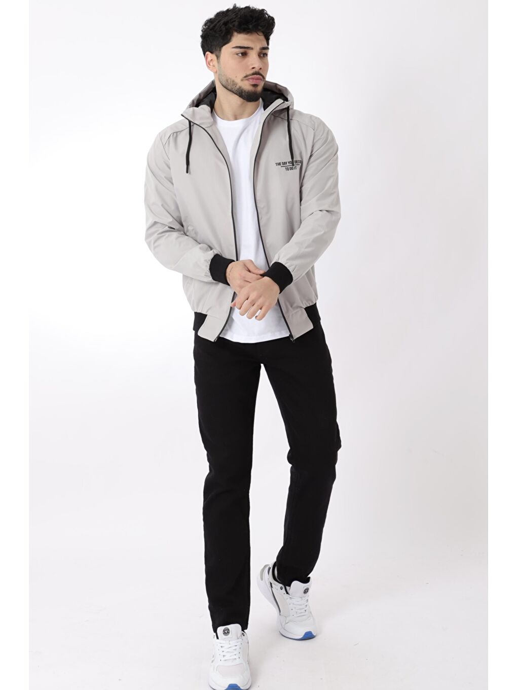 Stilkombin Bej Kol ve Bel Lastikli Spor Elastan Kumaş Erkek Yağmurluk Mevsimlik PLDP 2979_60288 - 4