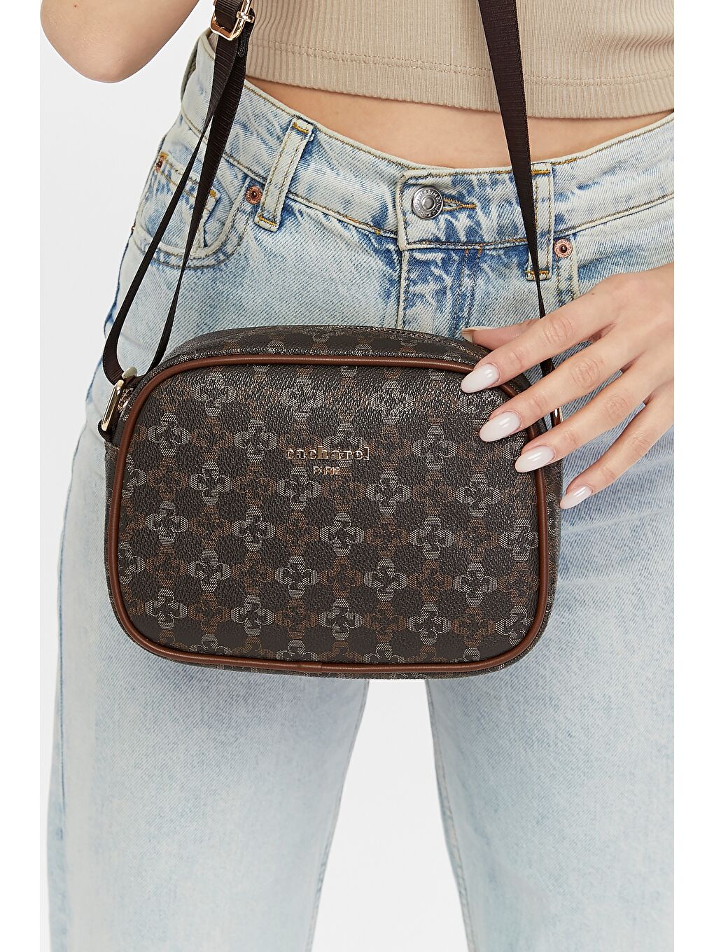 Kahverengi Kadın Çapraz Çanta-5