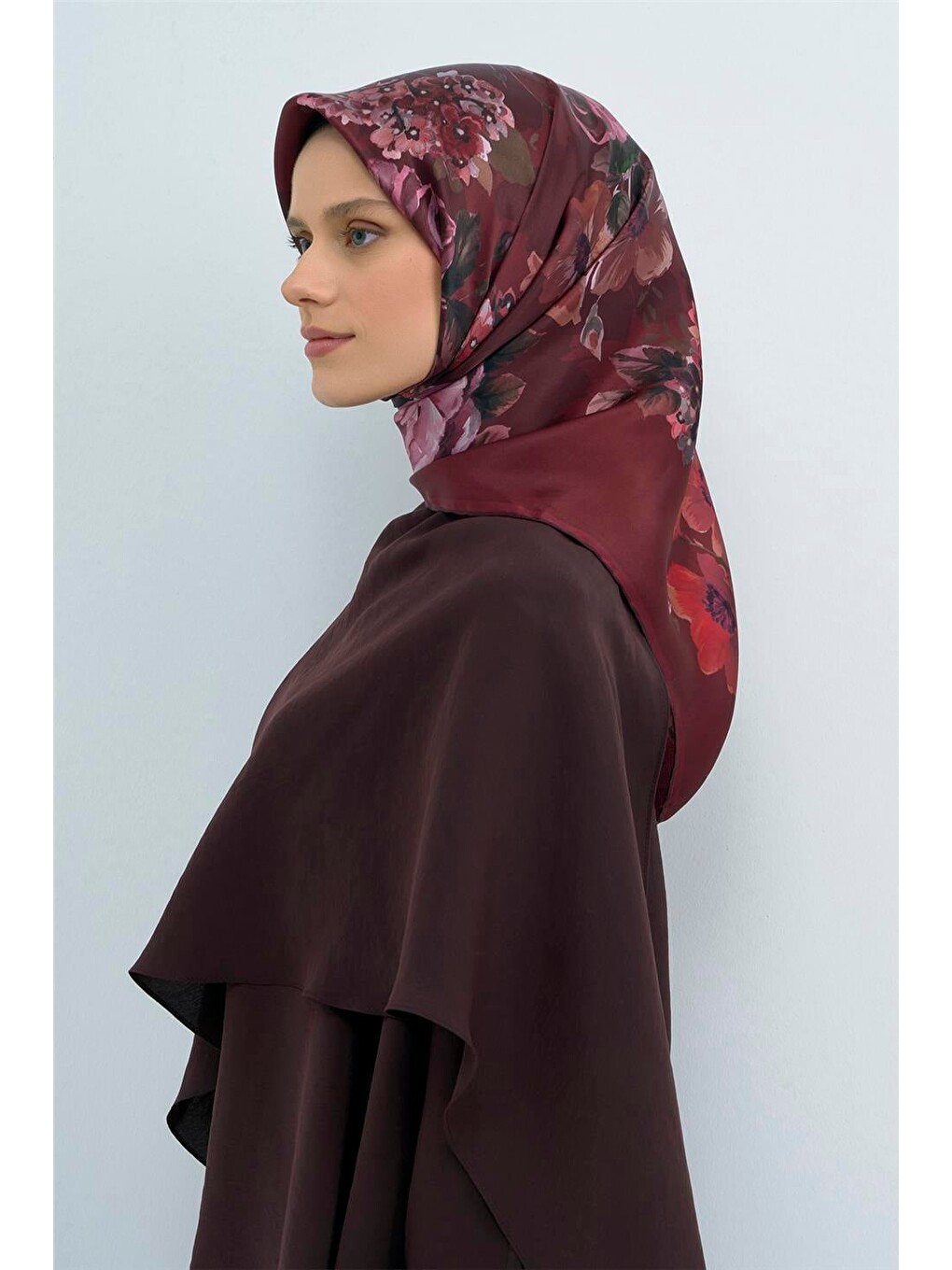 Bordo Saf İpek Twill Eşarp 9520d 85-1
