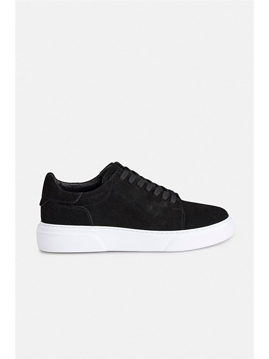 Siyah Gerçek Deri Bağcıklı Sneakers