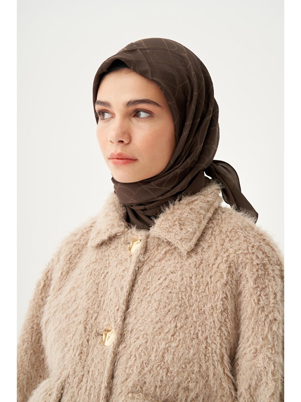 Kahverengi Acı Kahve İpek Eşarp