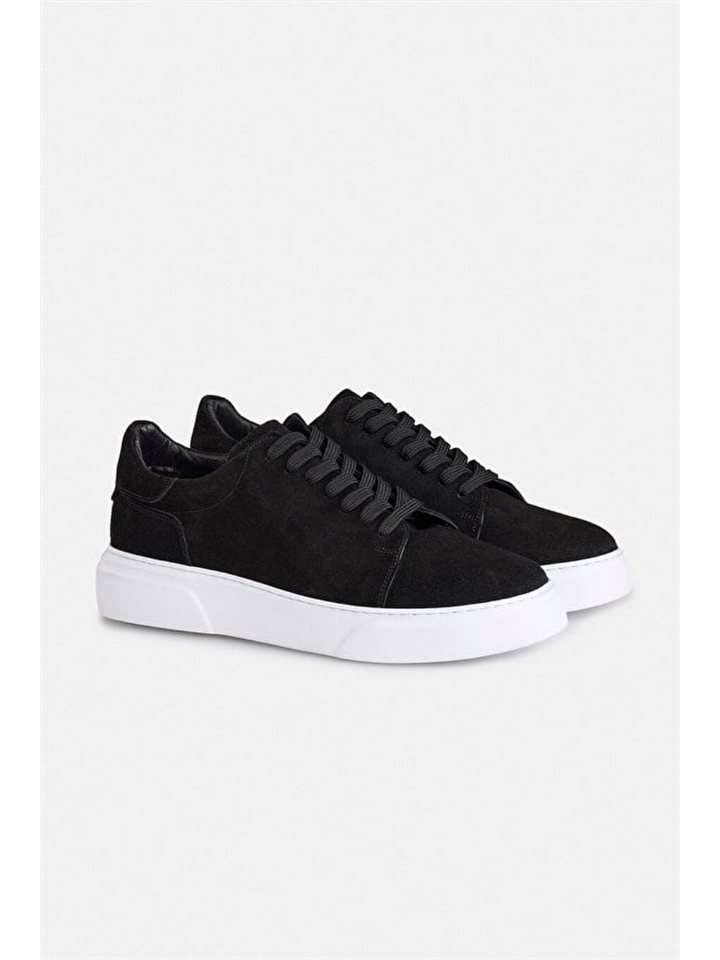 Siyah Gerçek Deri Bağcıklı Sneakers-2