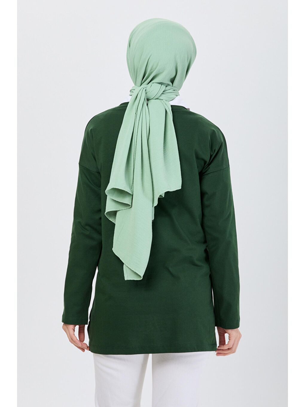 Bisiklet Yaka Kadın Yeşil Tişört - 24192-4