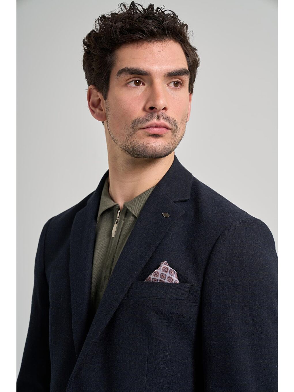 Koyu Lacivert Kendinden Çizgili Desen 4 Drop Comfort Fit Casual Esnek Ceket 1002245168-3