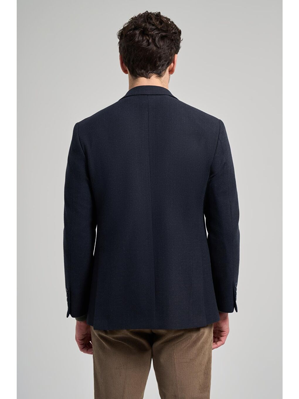 Koyu Lacivert Kendinden Çizgili Desen 4 Drop Comfort Fit Casual Esnek Ceket 1002245168-4