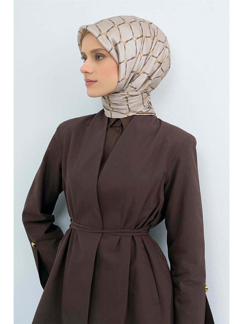 Bej Saf İpek Twill Eşarp 9538D 35