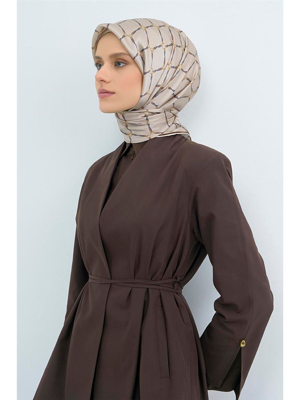 Bej Saf İpek Twill Eşarp 9538D 35-1