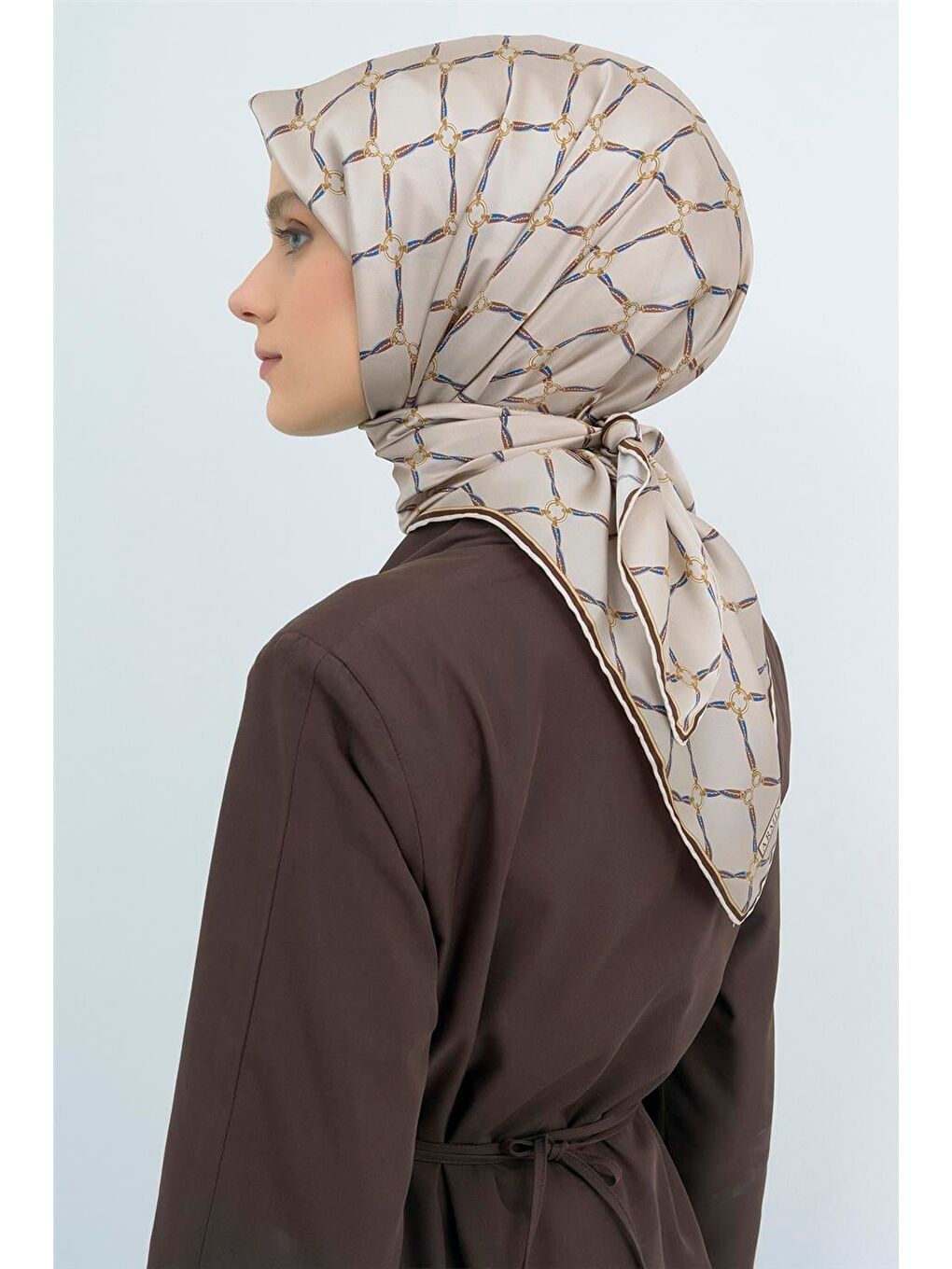 Bej Saf İpek Twill Eşarp 9538D 35-3