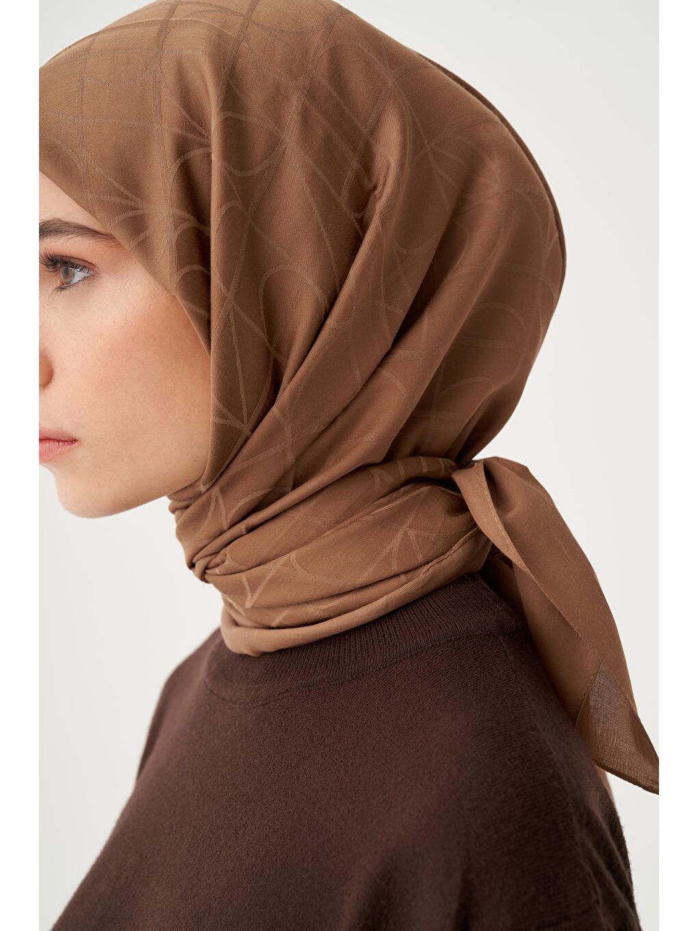 Bej Vizon İpek Eşarp-2