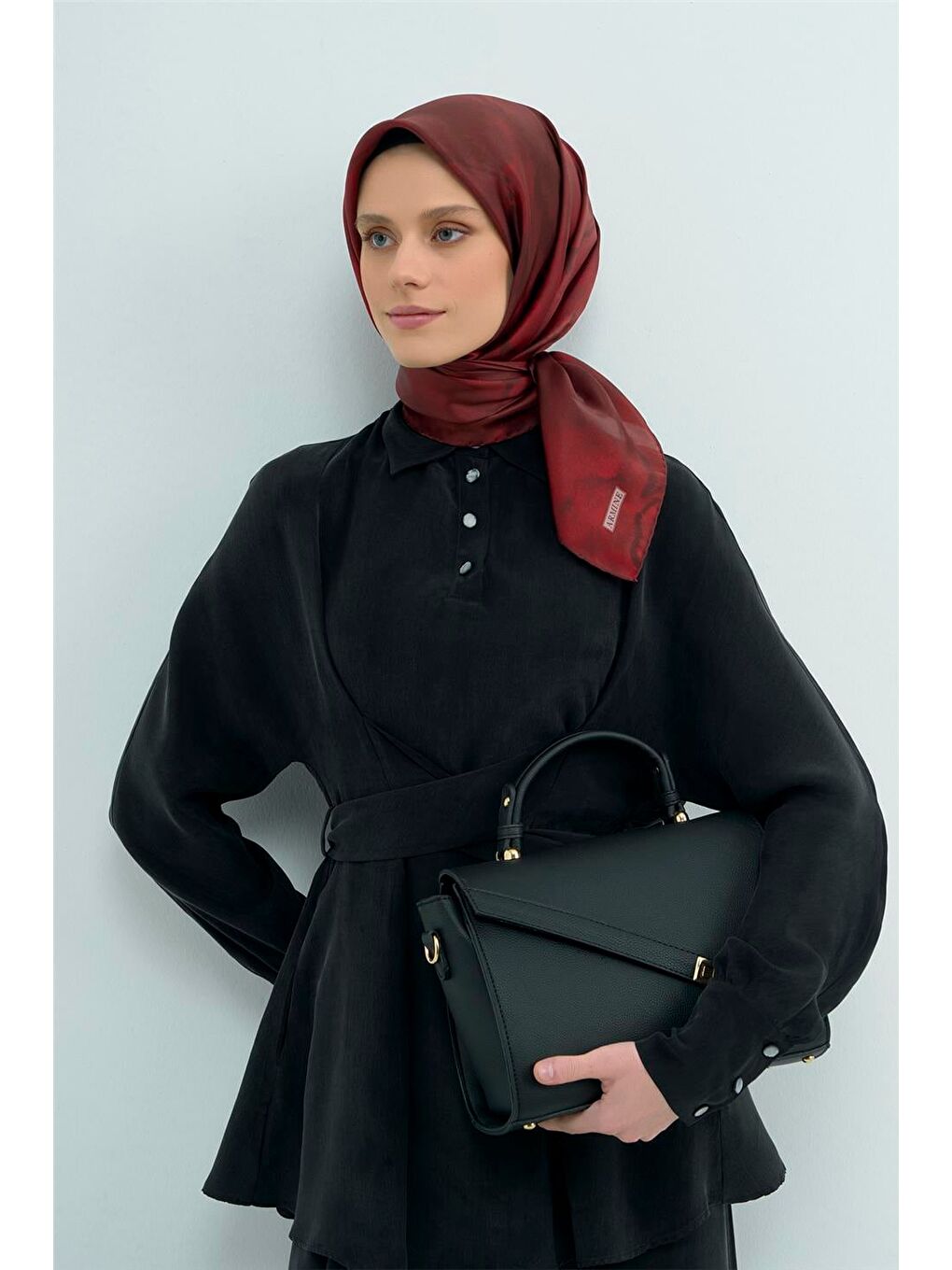 Bordo Saf İpek Sura Eşarp 9501D 50-1