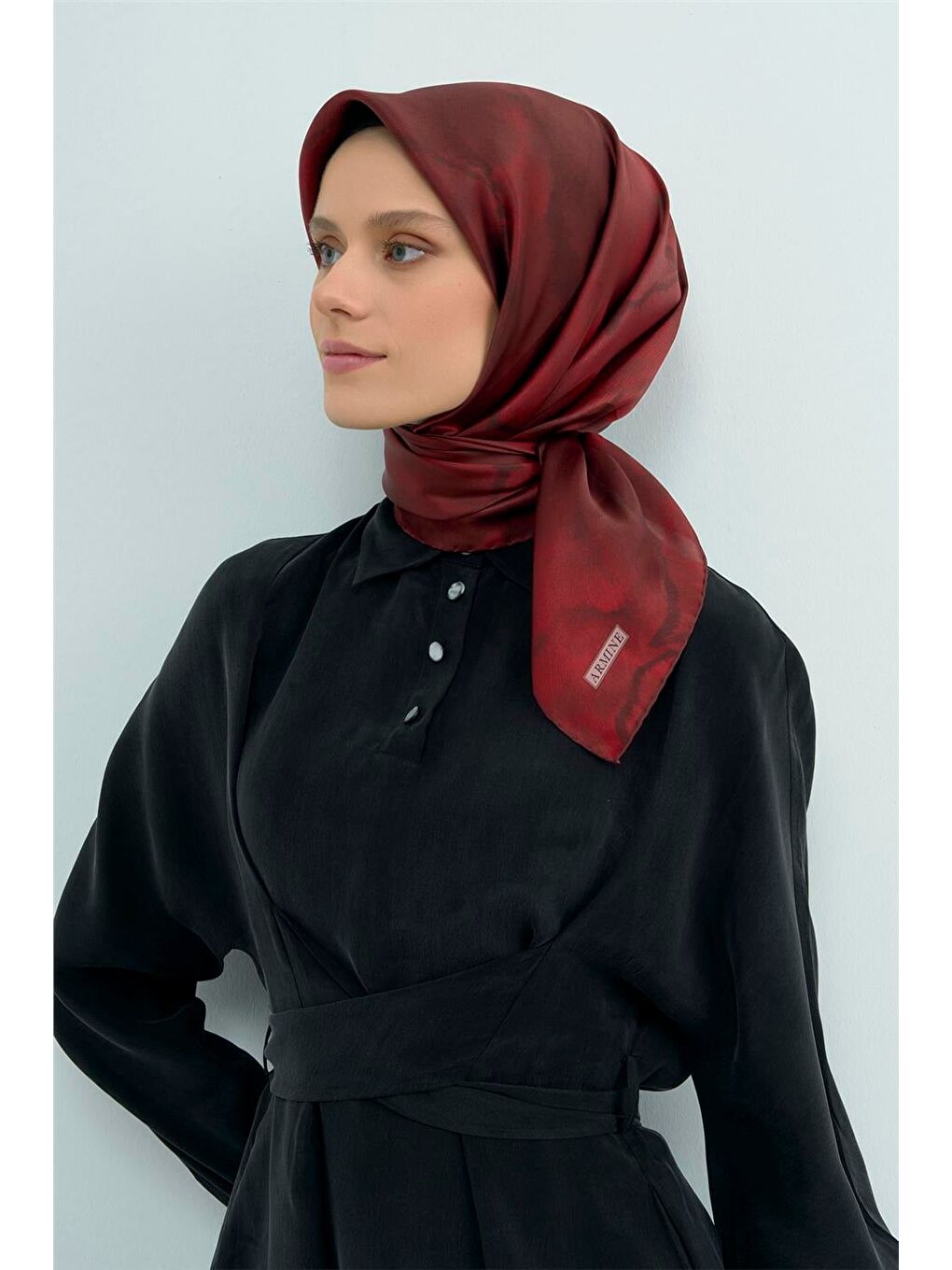 Bordo Saf İpek Sura Eşarp 9501D 50-3