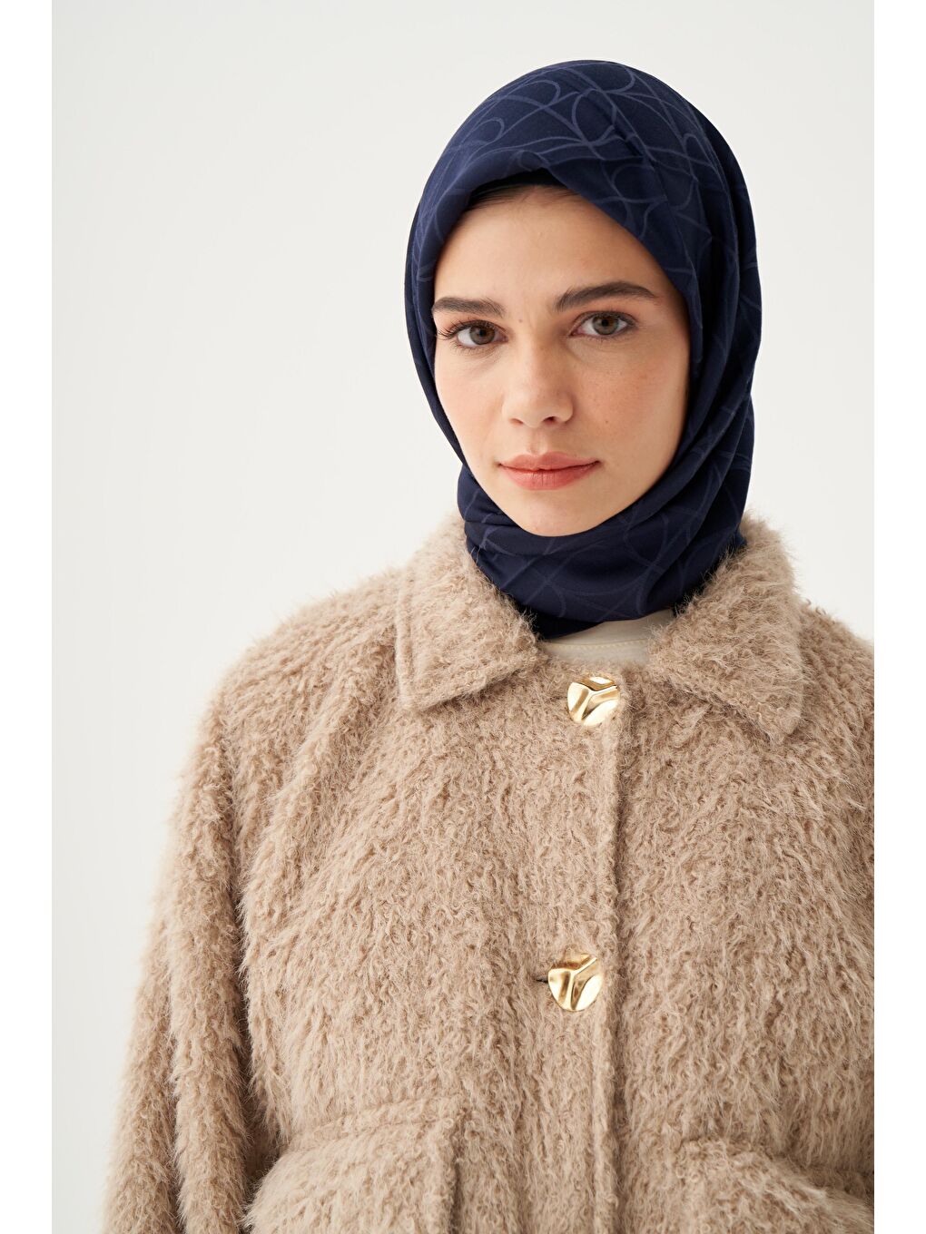 Lacivert İpek Eşarp-1