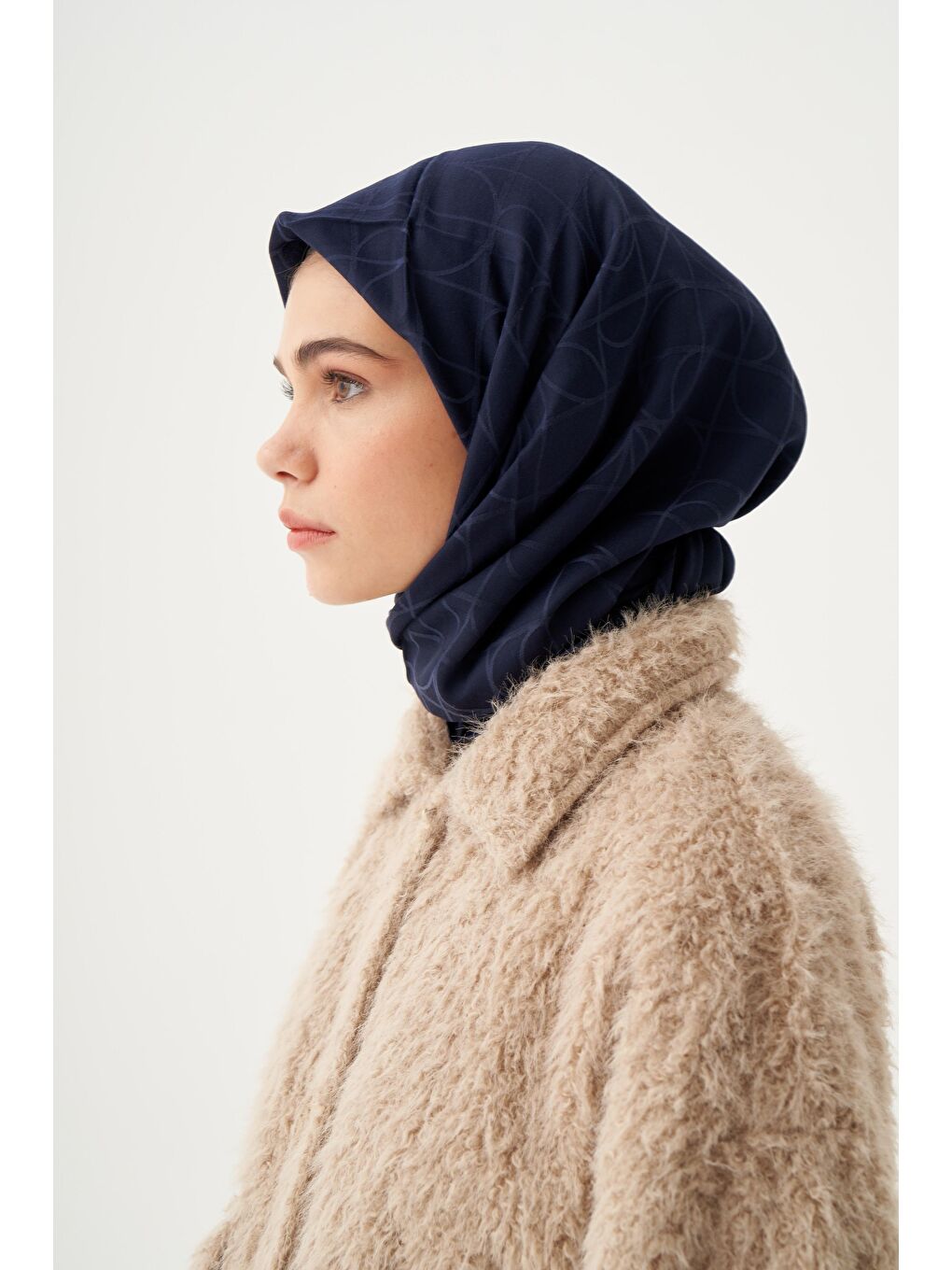 Lacivert İpek Eşarp-2